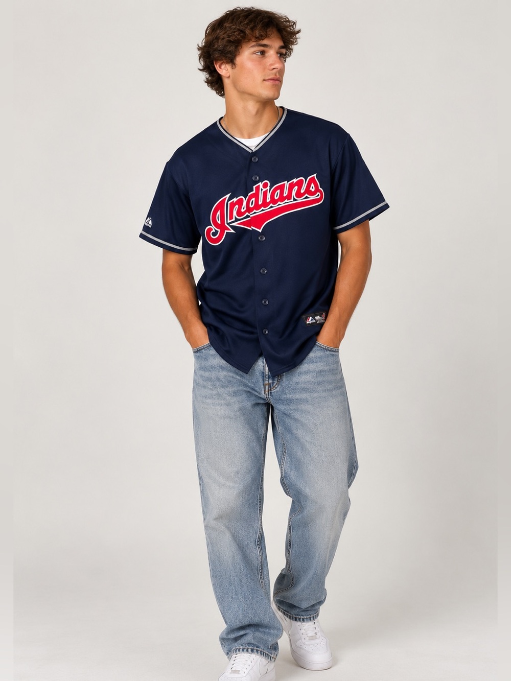 MLB Majestic Cleveland Indians Guardians Kipnis Throwback Retro Vintage Jersey